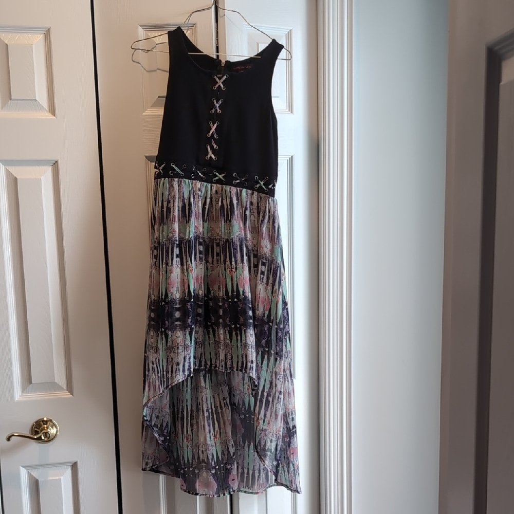Material Girl Black and Multicolor High Low Dress